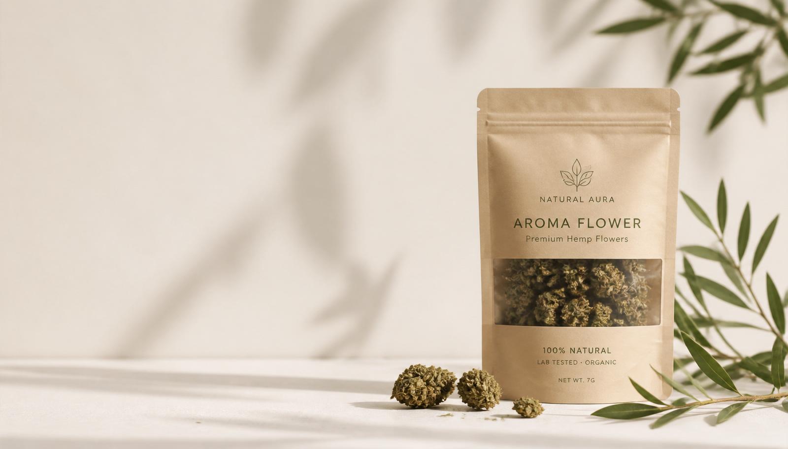 HHC obchod — konopné květy a botanické motivy